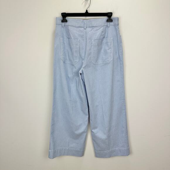 J.Crew Petite Striped High Rise Wide Leg Cropped Pant Blue White US 27 P NWT - Picture 9 of 13
